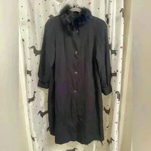 Pure  virgin wool with faux fur vintage coat